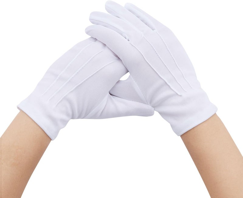 Vonokee Parade 3 Pairs White Uniform Gloves - Formal Tuxedo Costume Honor Guard Police Server Funeral Gloves - Image 5